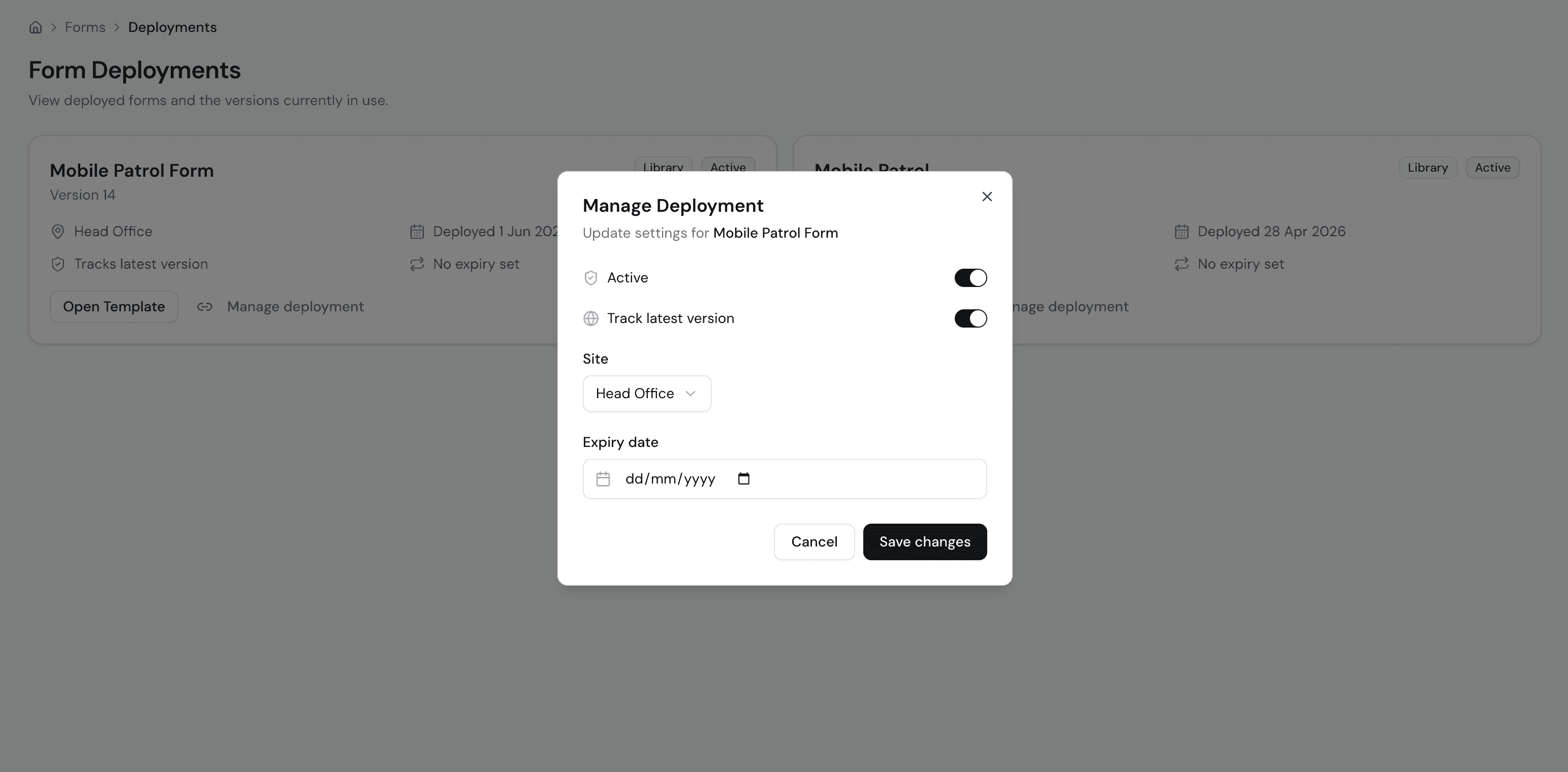 Form deployments