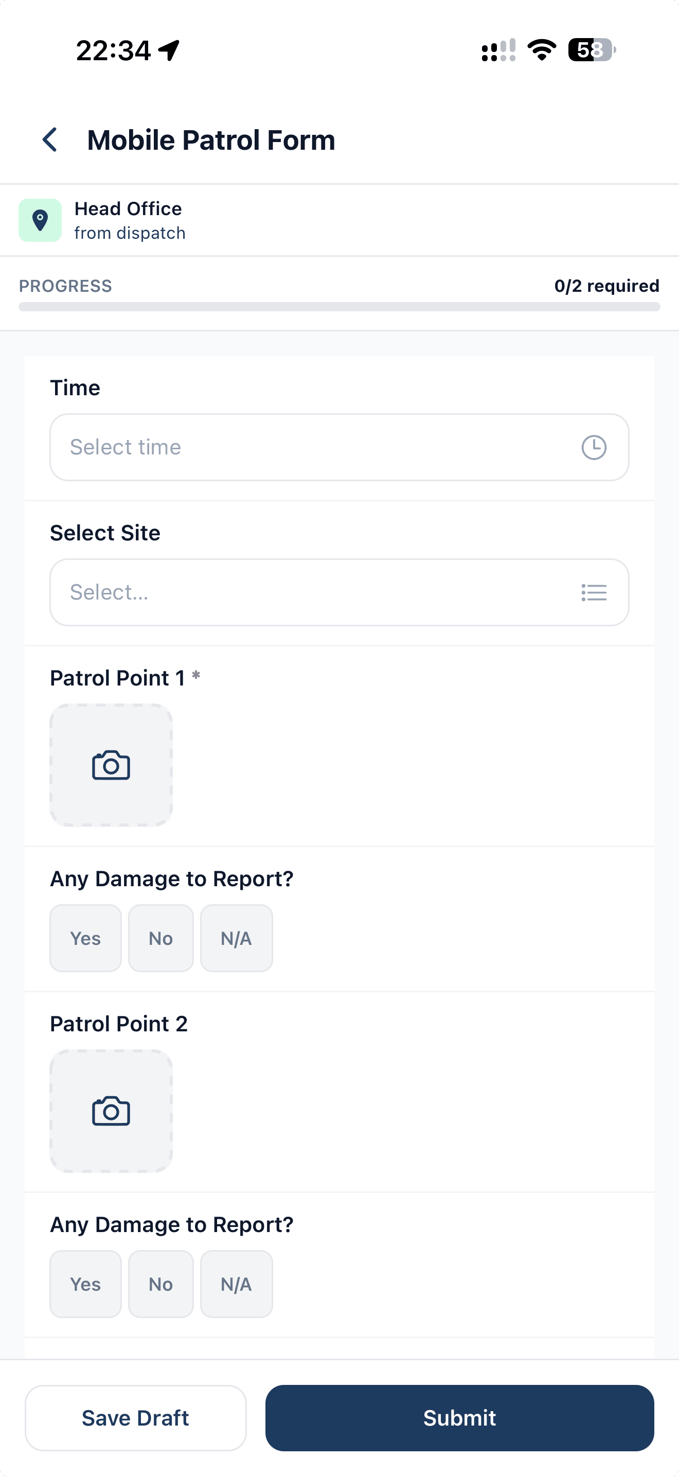 ShiftTracker form on mobile